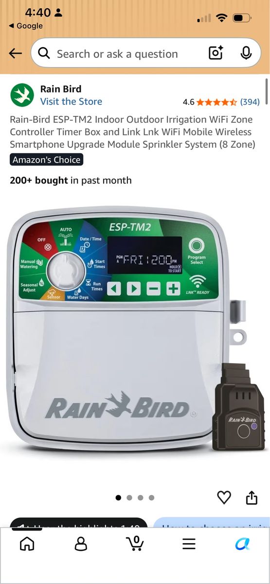 Rain Bird ESP-TM2 Indoor/Outdoor 8-Zone Irrigation Smart Controller