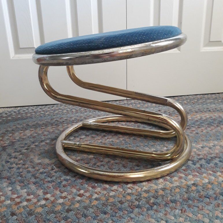 Mid Century Modern Zig Zag Ottoman Stool