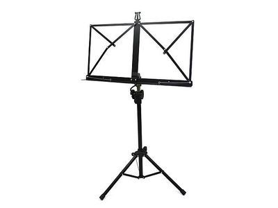 Music Stand - Large Deep Desk - Sturdy Base - Adjustable Height - Compact - With Bag - Black