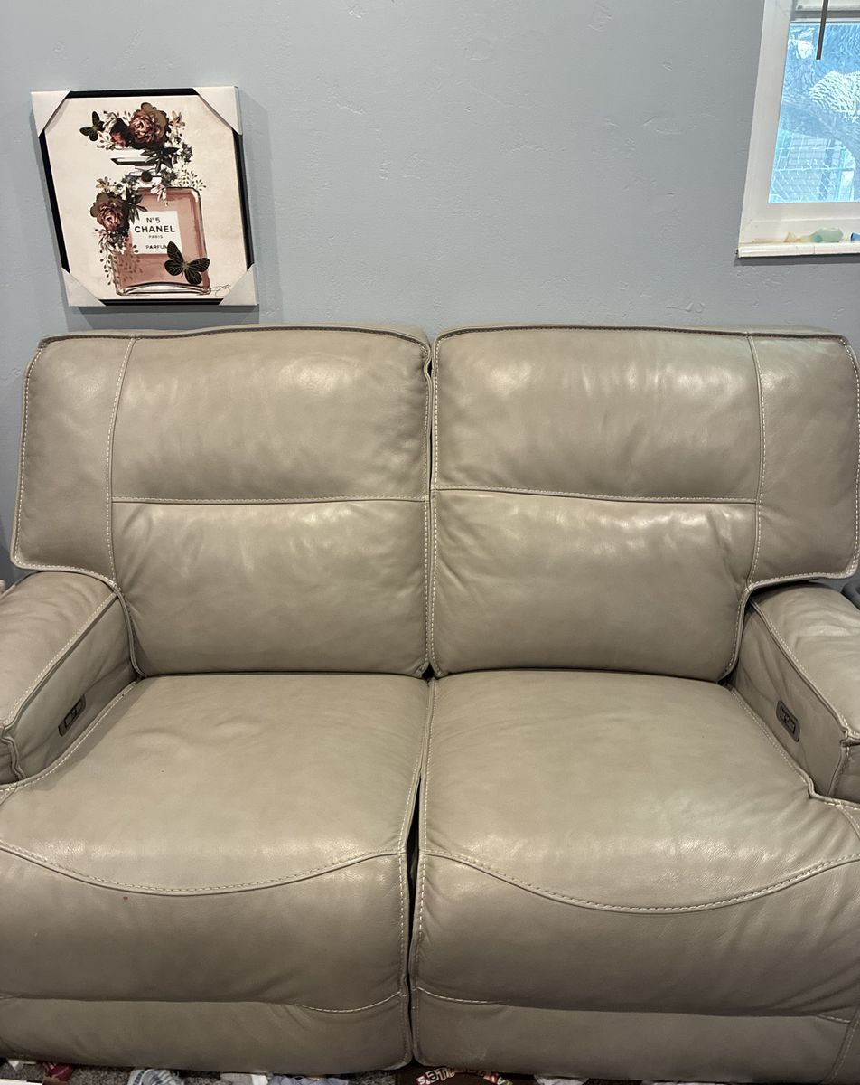 Two Leather Power Reclining Loveseats