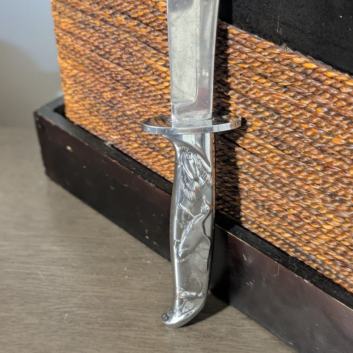 VINTAGE SALADMASTER BOWIE KNIFE MADE USA DUCK HANDLE HIGHLY POLISHED