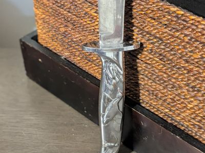 VINTAGE SALADMASTER BOWIE KNIFE MADE USA DUCK HANDLE HIGHLY POLISHED