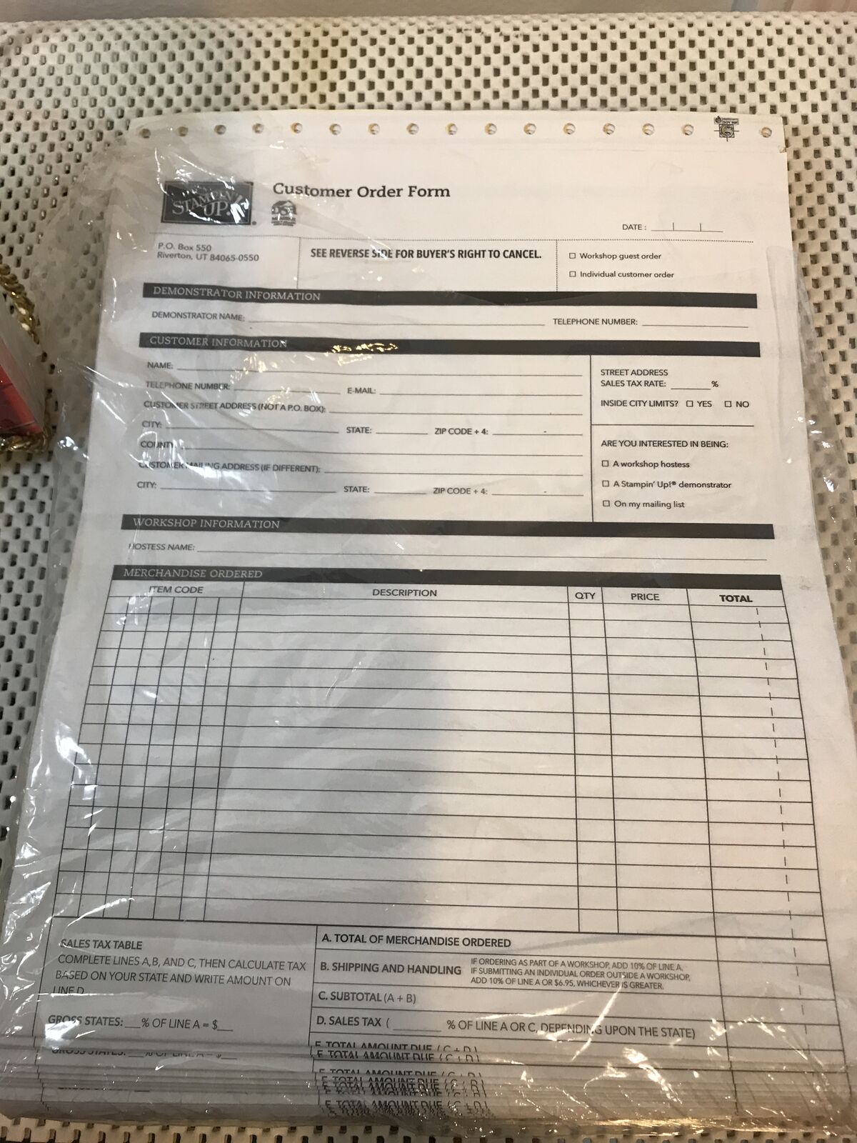 Stampin Up Customer Order Forms 50 Count & Guest Invite Postcards