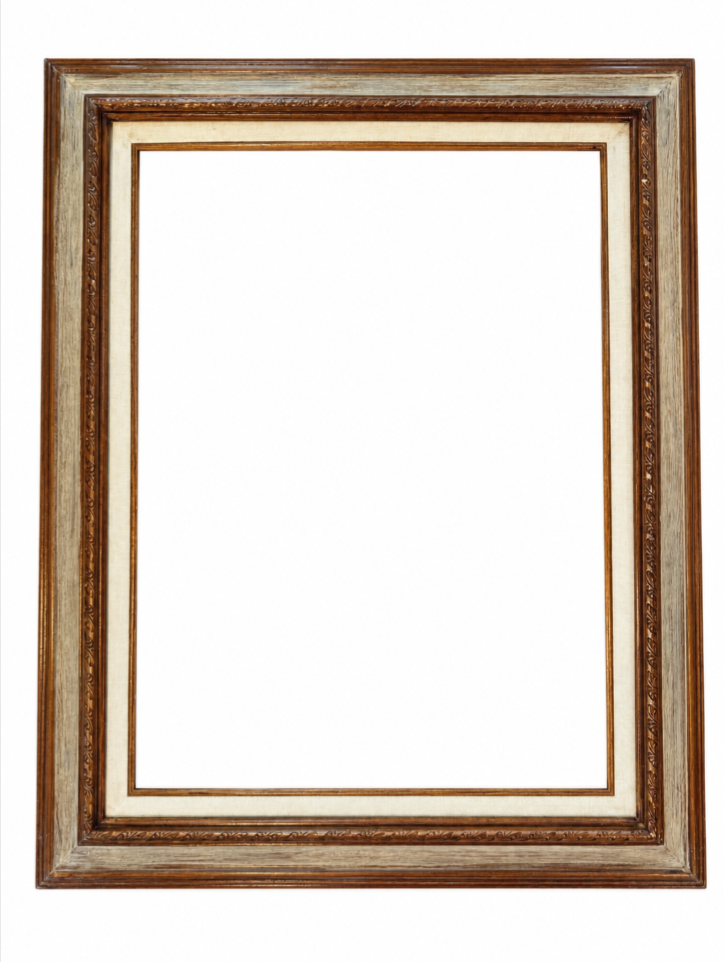 Vintage 24x18 Ornate Wood Picture Frame Carved Floral Linen Liner 31x25