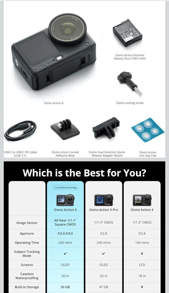 DJI Osmo Action 6 Standard Combo, Action Camera