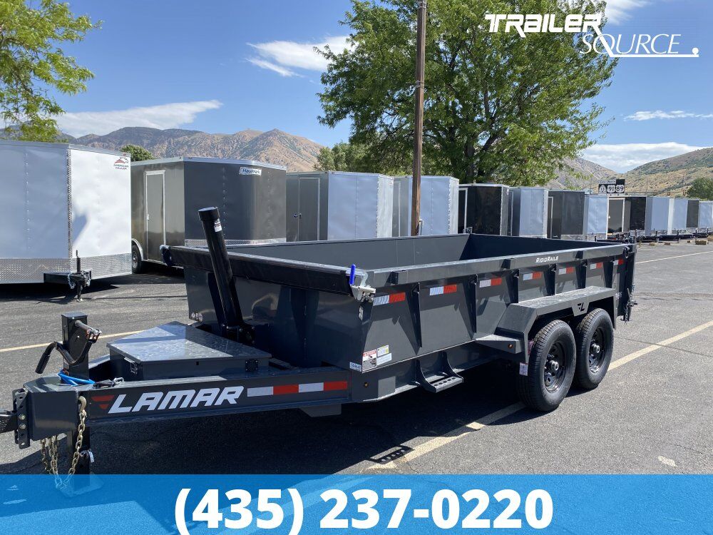 7x14 Lamar DT Dump Trailer - 24" Sides - 14K GVWR - 7 Gauge Floor, Stabilizer Jacks, Telescopic