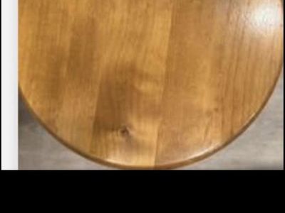Wooden Bar Table and Two Matching Bar Stools - Used Condition, Natural Wood Finish