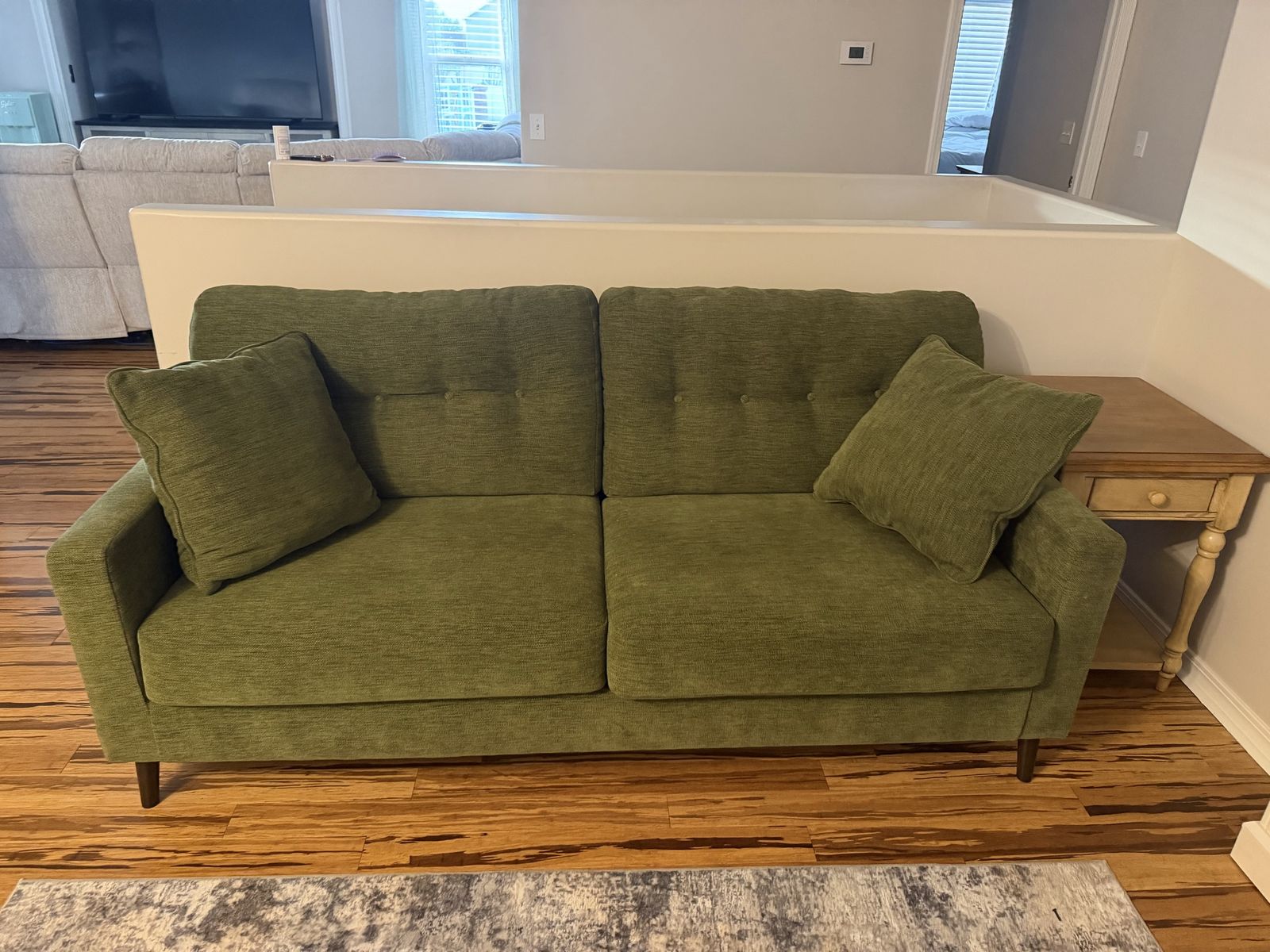 Green Fabric Loveseat Sofa - Compact & Cozy Seating Solution