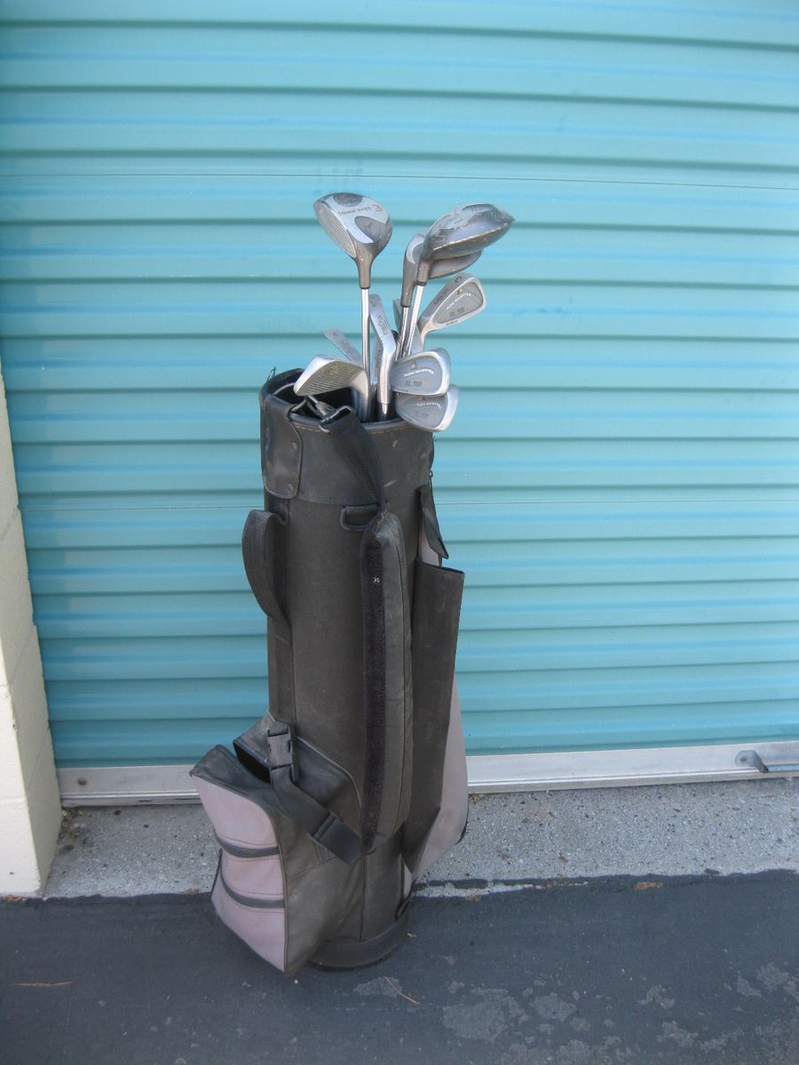 Golf Bags, Delta Titanium Clubs, And Balls