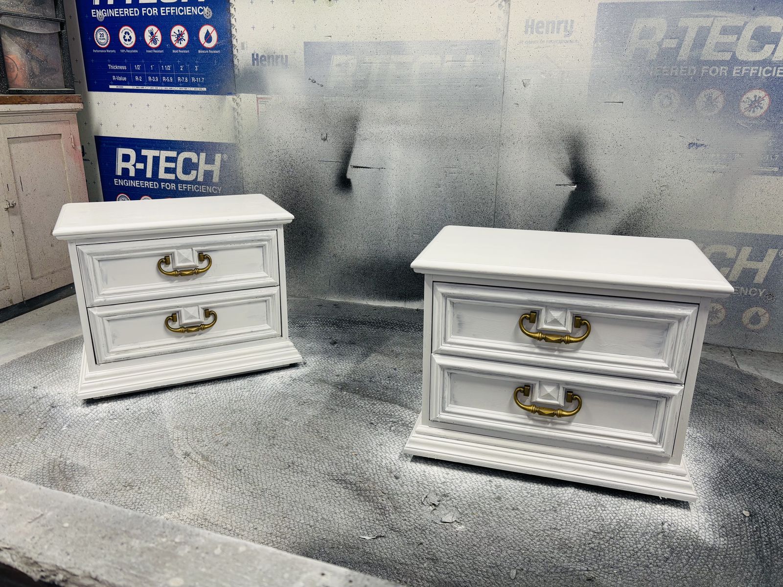 Pair Of Shabby White Nightstands