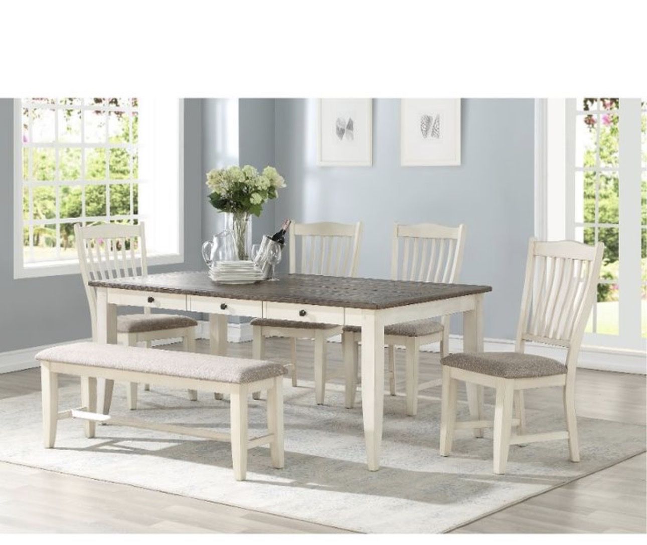 Dining Room Table Set with Chairs and Bench