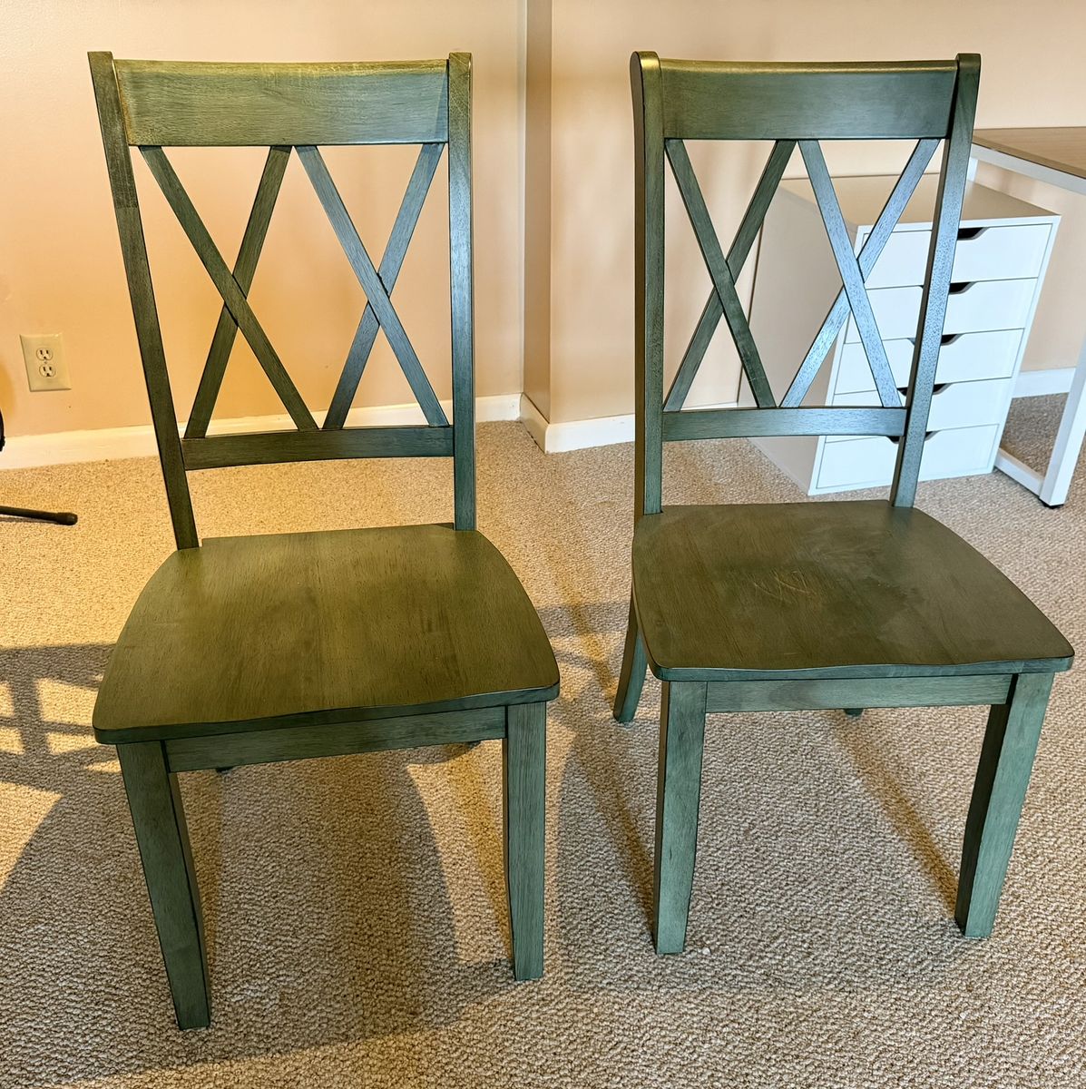 Set of 2 Solid Wood Dining Chairs – $50