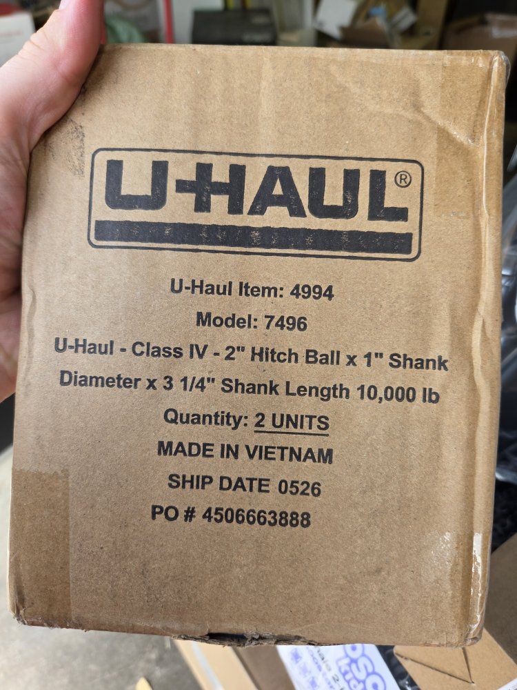 U-Haul Class IV 2 Inch Hitch Ball Model 7496 10,000 lb 2 Units