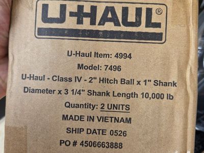 U-Haul Class IV 2 Inch Hitch Ball Model 7496 10,000 lb 2 Units