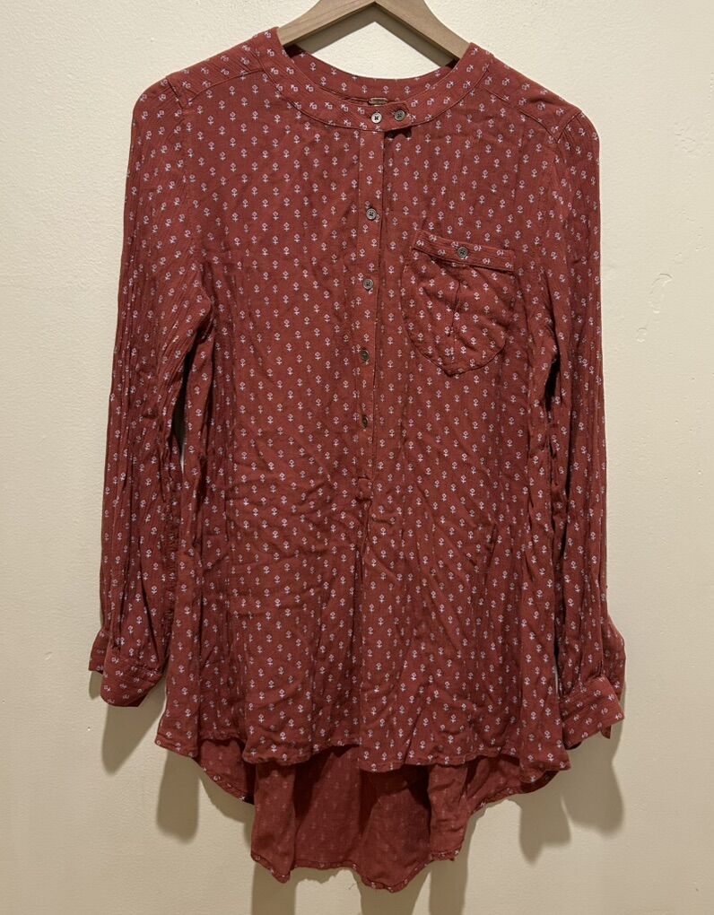 Free People Copper Brown Oversized Blouse Small