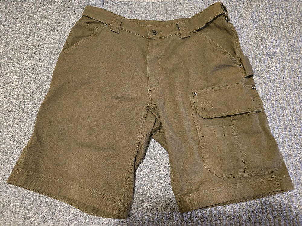Duluth Trading Co. Men's Flexpedition Cargo Shorts Size 36 Olive Green Outdoor Workwear
