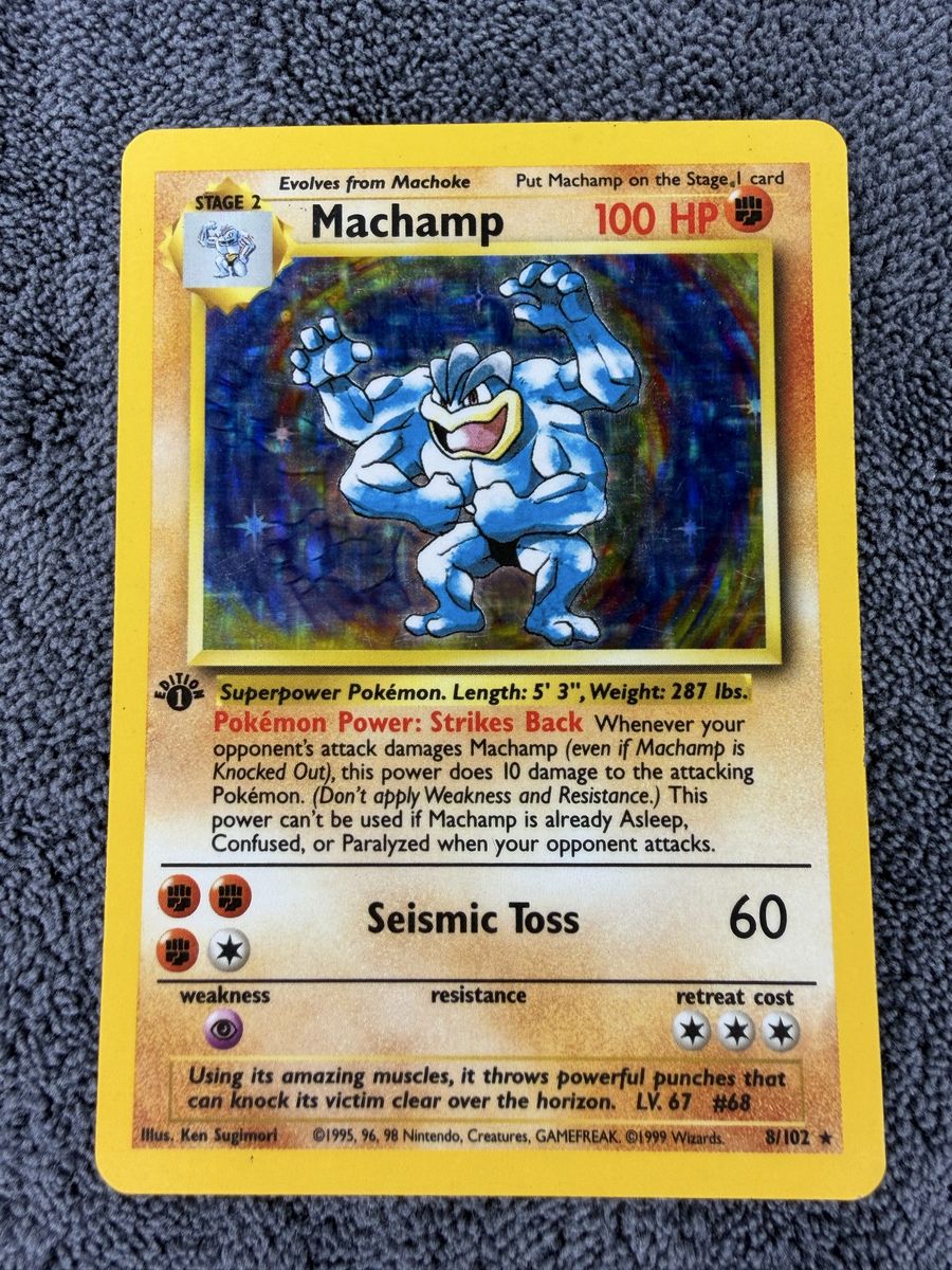 Machamp 8/102 1st Edition Holo Base Set WOTC Pokemon Card LP