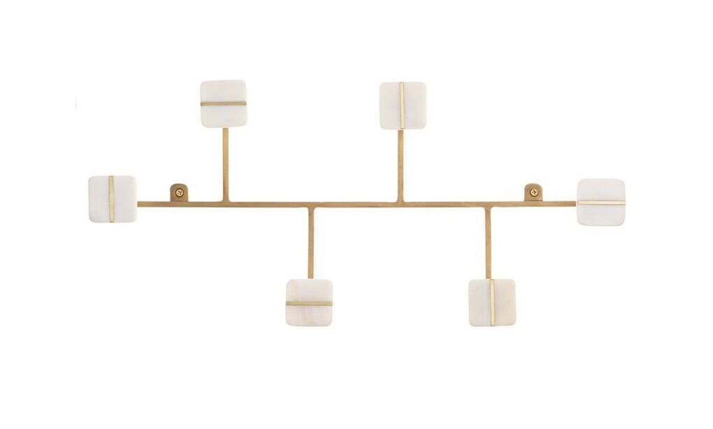 White Marble And Gold Metal Wall Rack