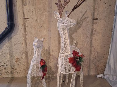 Reindeer and snow shovels