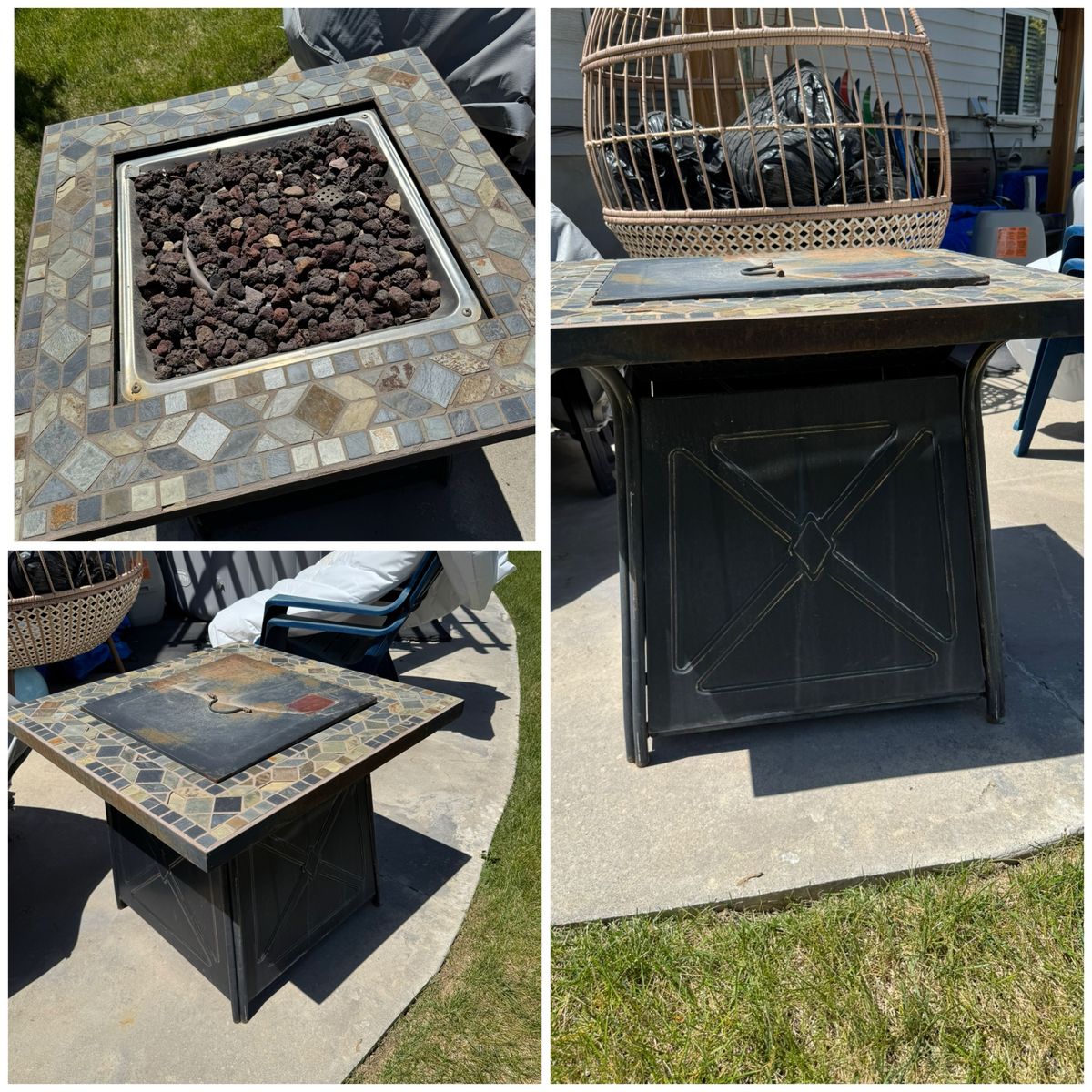 Nice gas fire pit propane tank not included.