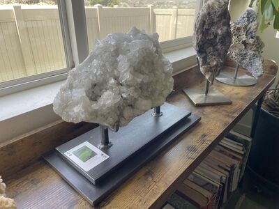 Large Apophyllite Crystal Mineral Specimen on Custom Display Stand