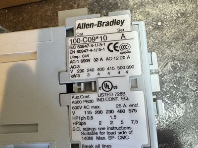 Allen-Bradley 100-C09*10 IEC 60947-4-1/5-1 Industrial Contactor (Made in Switzerland)