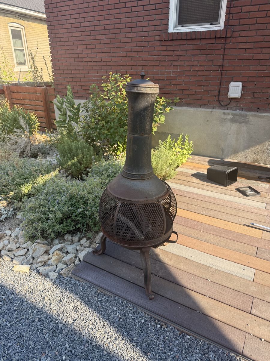 Metal chiminea (fire pit)