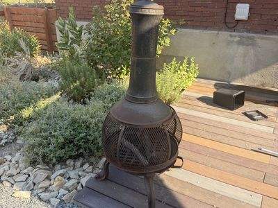 Metal chiminea (fire pit)