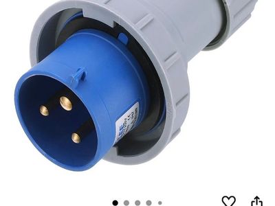 MECCANIXITY 32A 3-Pin CEE Industrial Plug Connector, 220-250V, IP67 Waterproof, Male