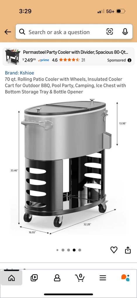 70qrt Patio Ice Cooler - NEW IN BOX