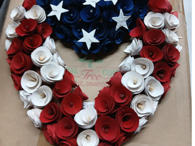 Patriotic Heart-Shaped Wreath - Red, White & Blue Floral Decor-Section A