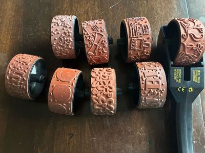 Vintage Stampin' Up! Stampin' Around Roller Stamp Lot - Handle & 8 Interchangeable Pattern Wheels