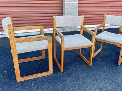 Beautiful Vintage Mid Century Modern arm chairs dining chairs, office chairs, accent chairs, USA made sled base 10 avail MCM