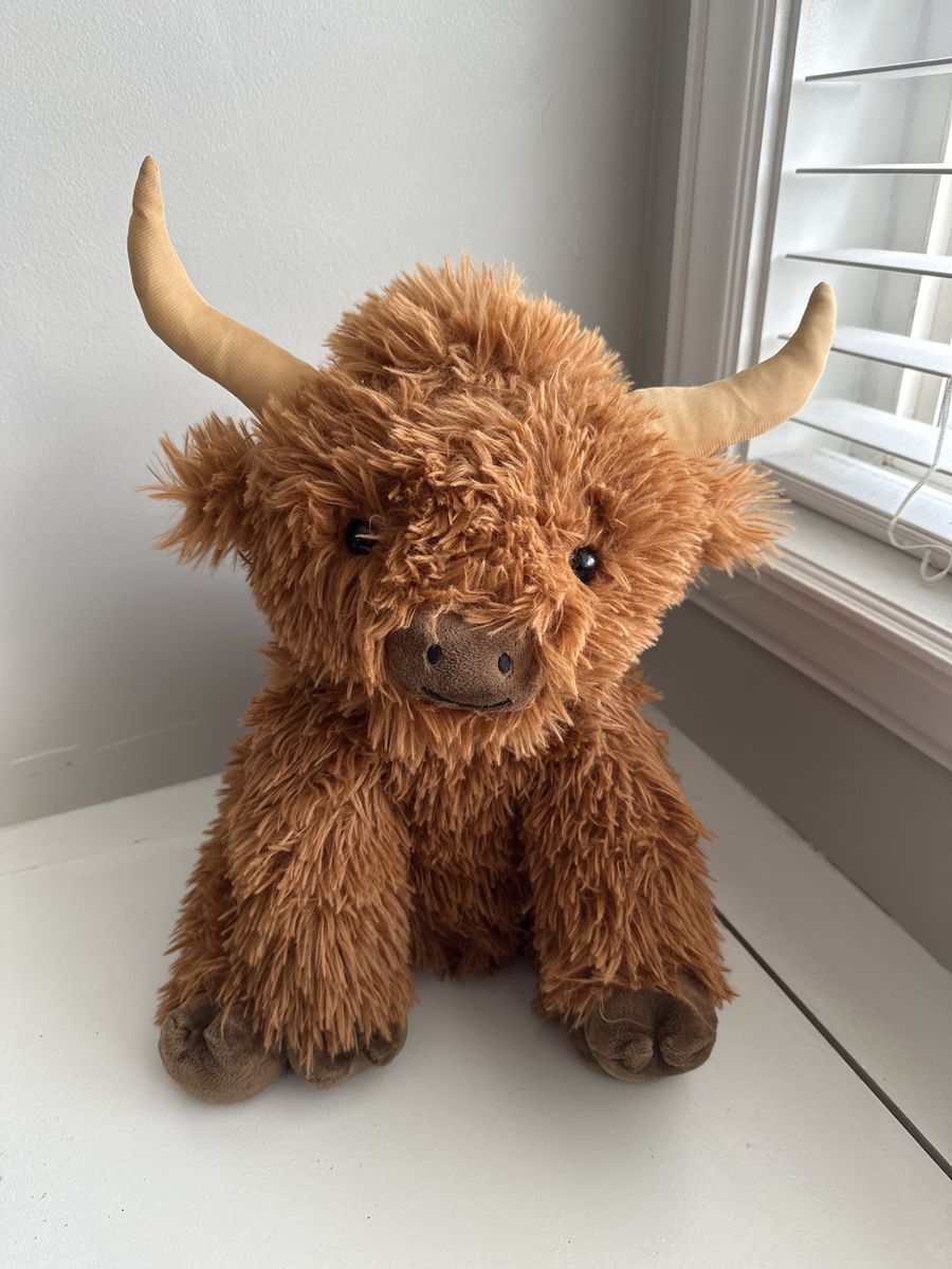 Cute Weighted Brown Highland Cow Plush Stuffed Animal Toy, Soft & Cuddly