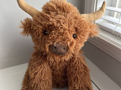 Cute Weighted Brown Highland Cow Plush Stuffed Animal Toy, Soft & Cuddly