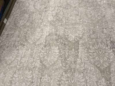 8x10 Gray and White Damask Pattern Area Rug