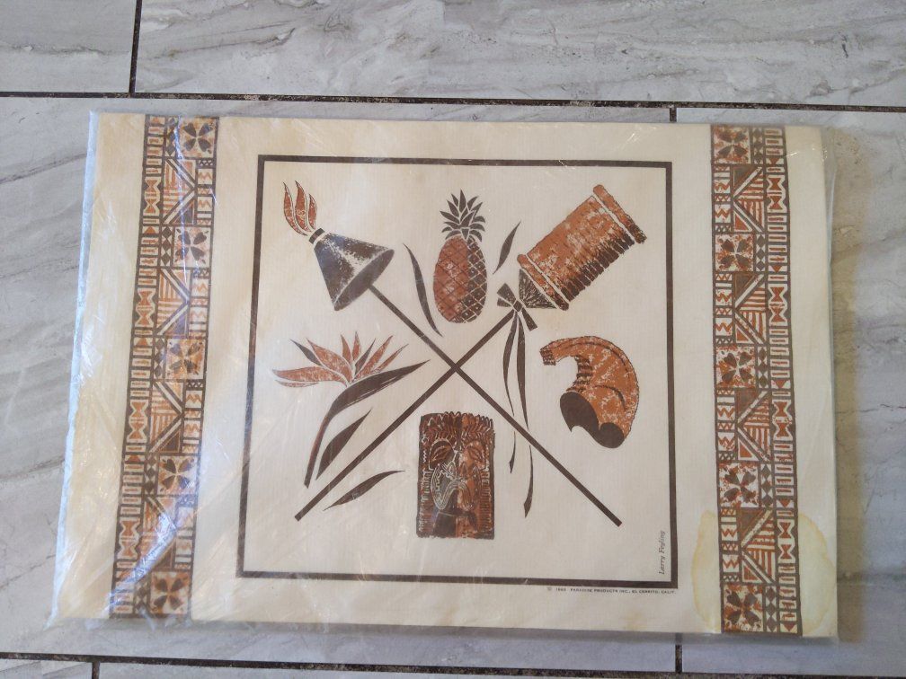 Vintage 1963 Larry Freiling Paradise Products Tiki Paper Placemats(Set of 25 unopened)