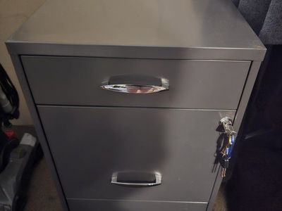Gray 3-Drawer Metal Filing Cabinet with Lock and Keys