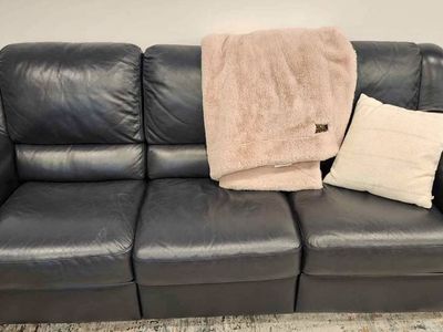 Vintage Blue Leather Couch - NEED GONE ASAP!