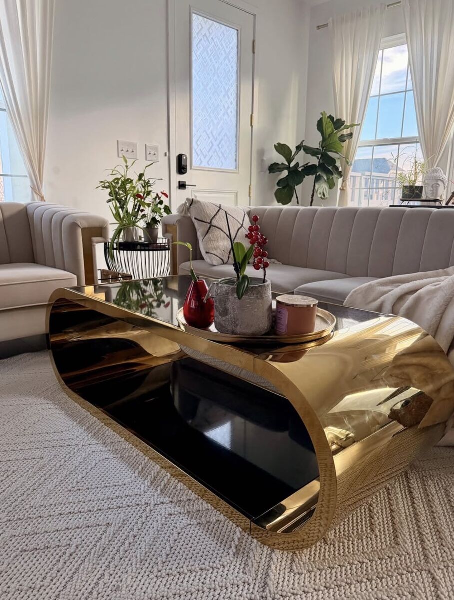 Modern Gold Statement Coffee Table – New in Box
