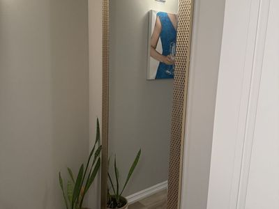 Large Gold Framed Full Length Mirror - Excellent Condition, Geometric Pattern