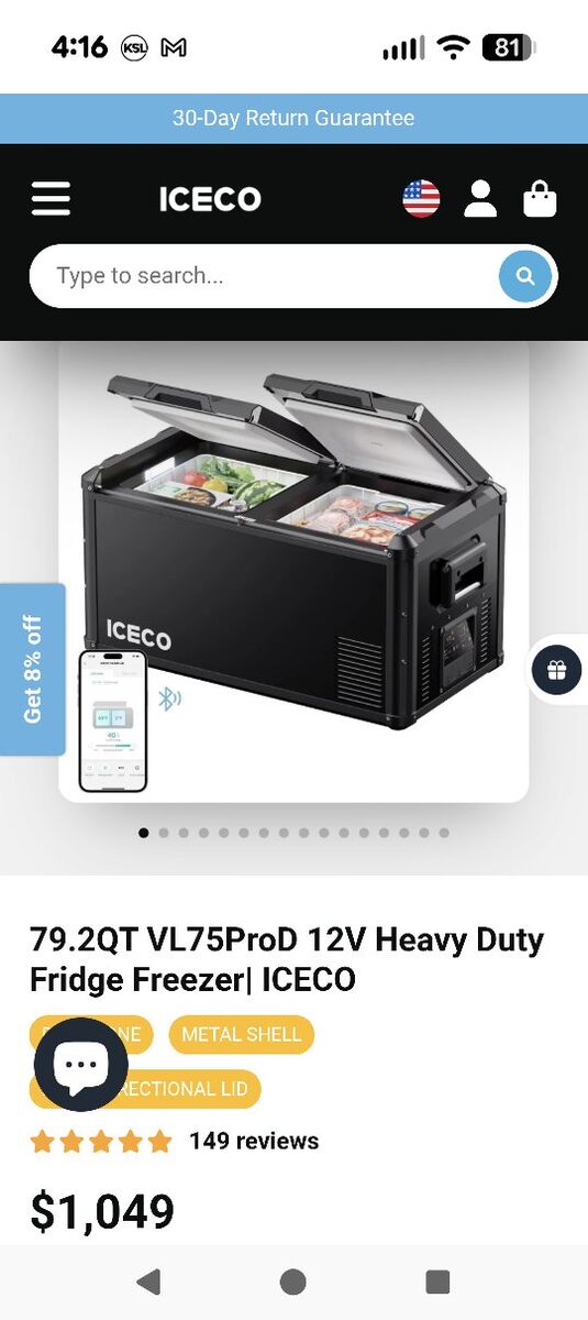 iceco 75 pro duel zone fridge freezer