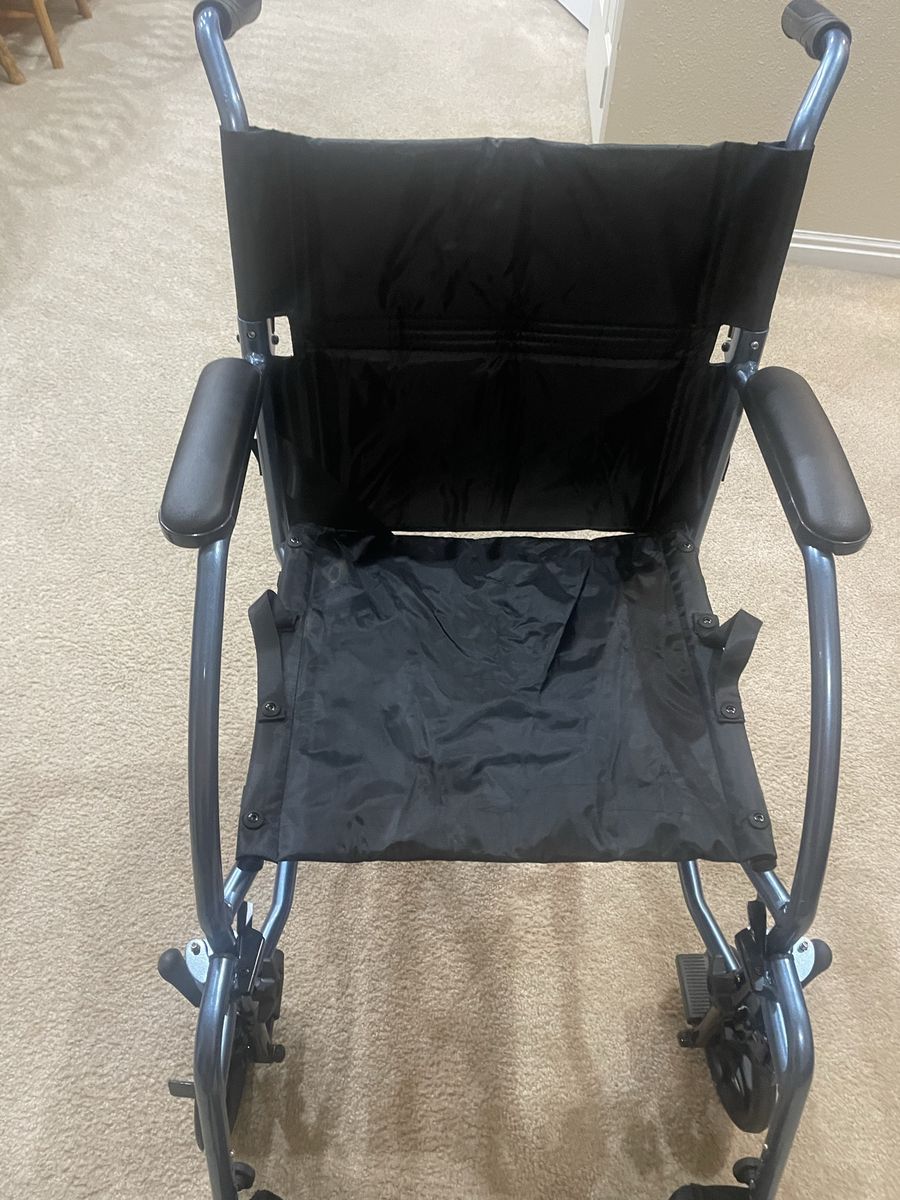 Nova Transport Chair, Lightweight & Foldable, Blue Frame & Black Seat, Mobility Aid