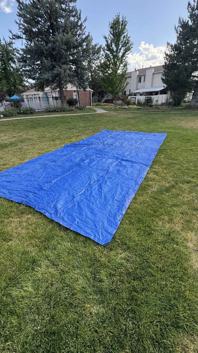 Long Blue and Silver Tarp 