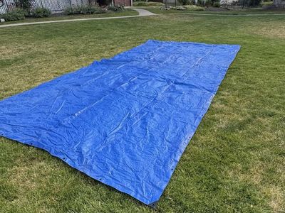 Long Blue and Silver Tarp