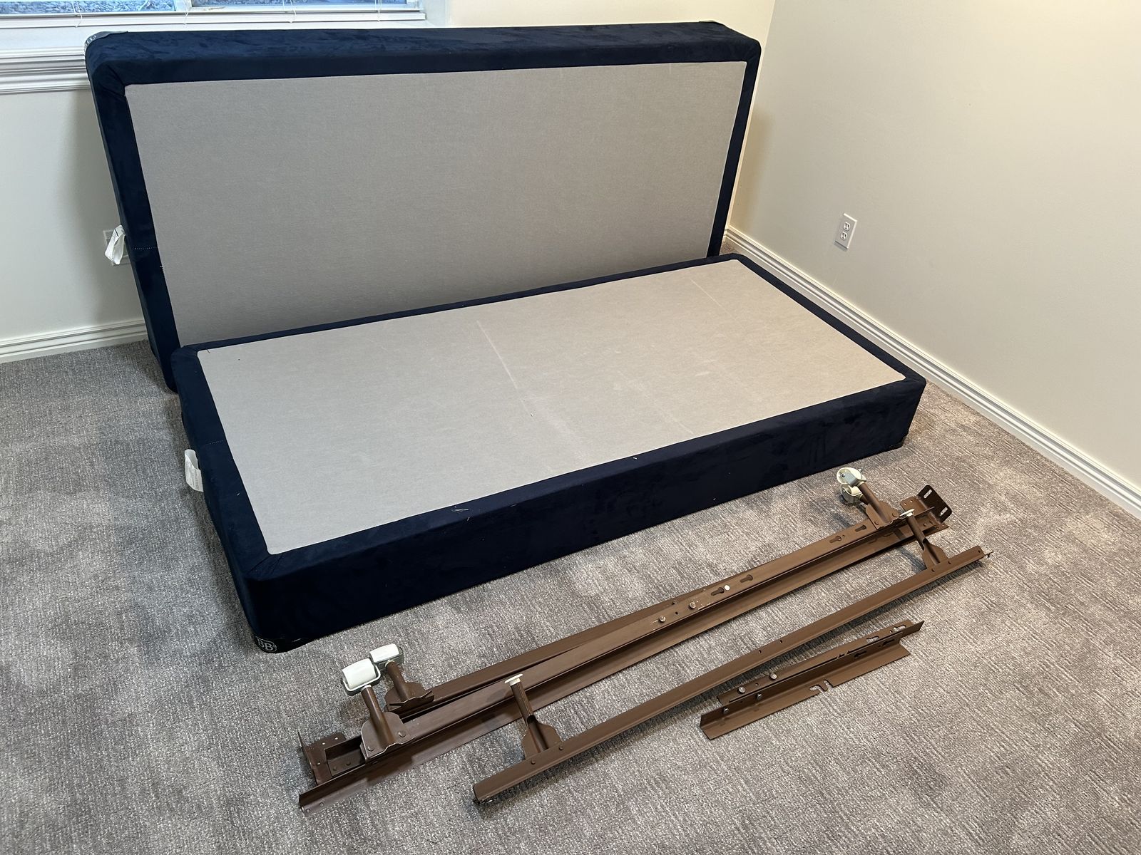KING SPLIT BOX SPRINGS + HEAVY-DUTY METAL BED FRAME – $125 OBO