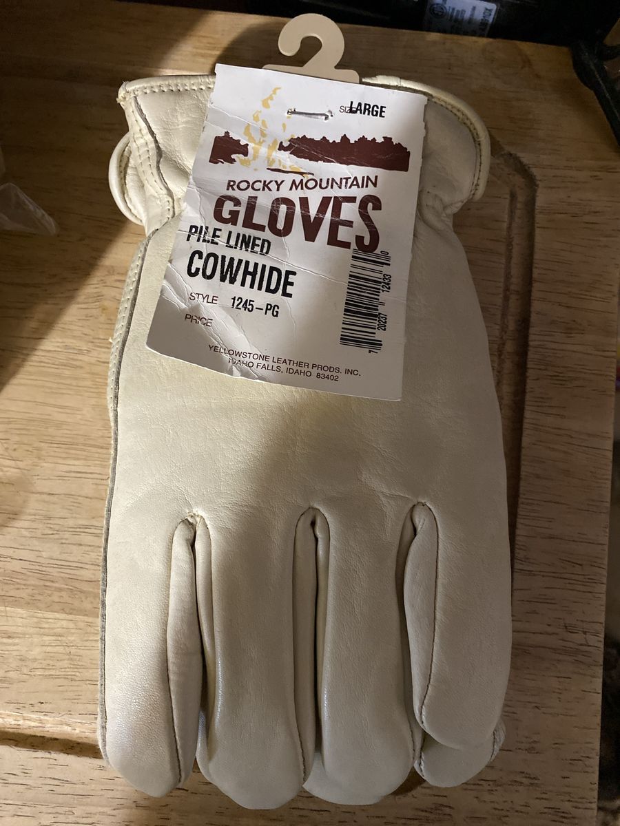 Rocky Mountain Gloves Pile Lined Cowhide Leather Work Gloves - Large (Style 1245-PG)
