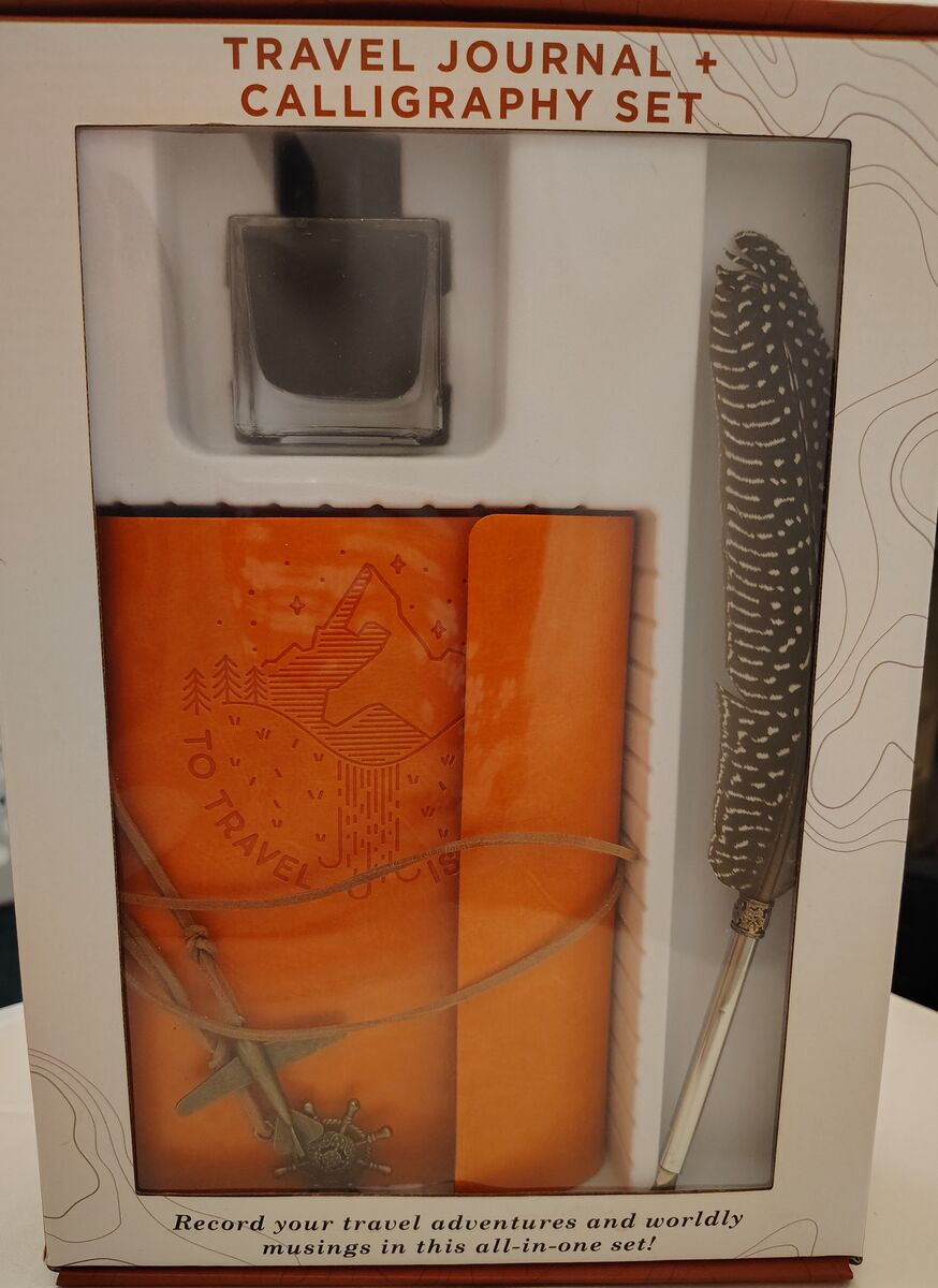 Elegant Travel Journal + Quill & Ink Set