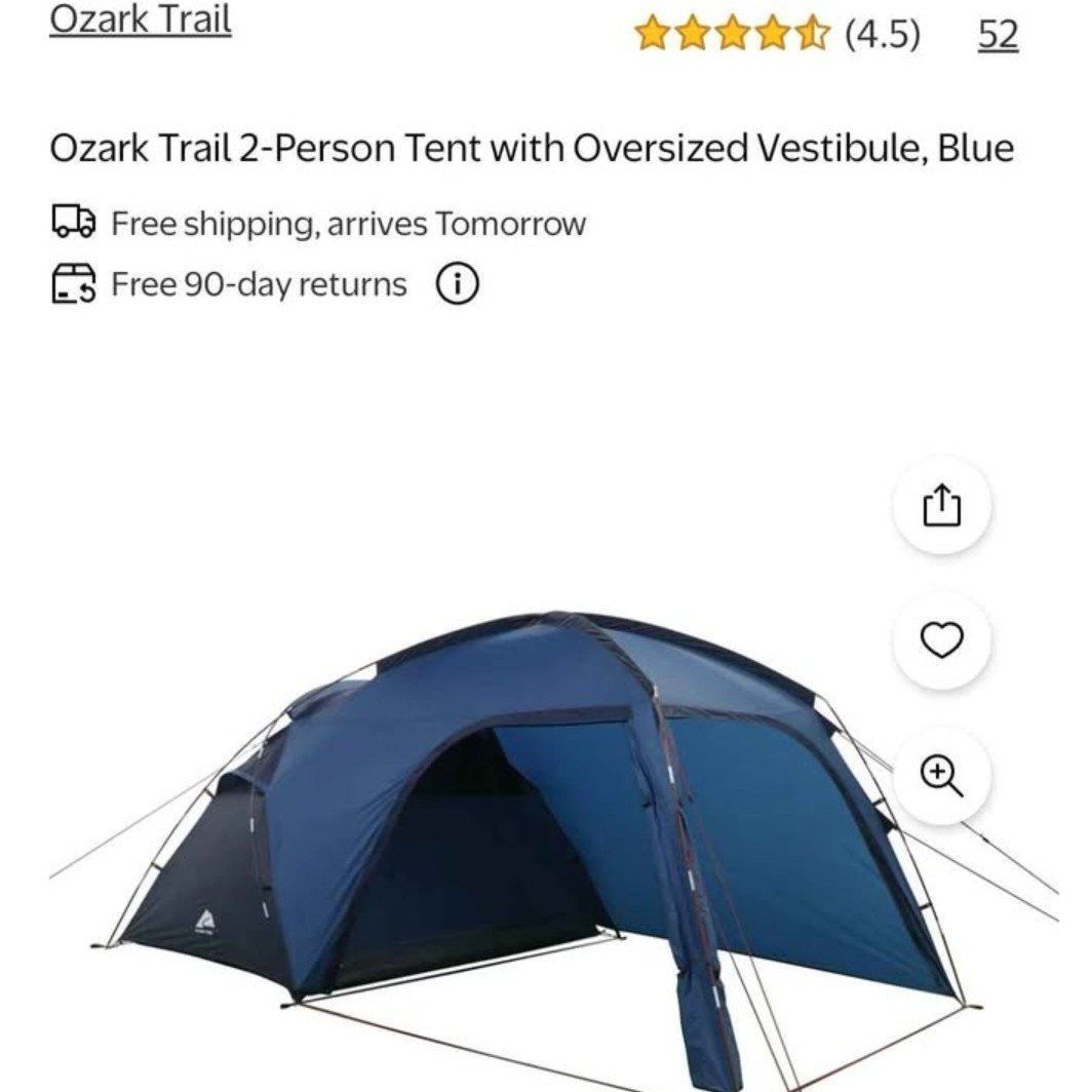 Ozark Trail 2-Person Tent with Oversized Vestibule
