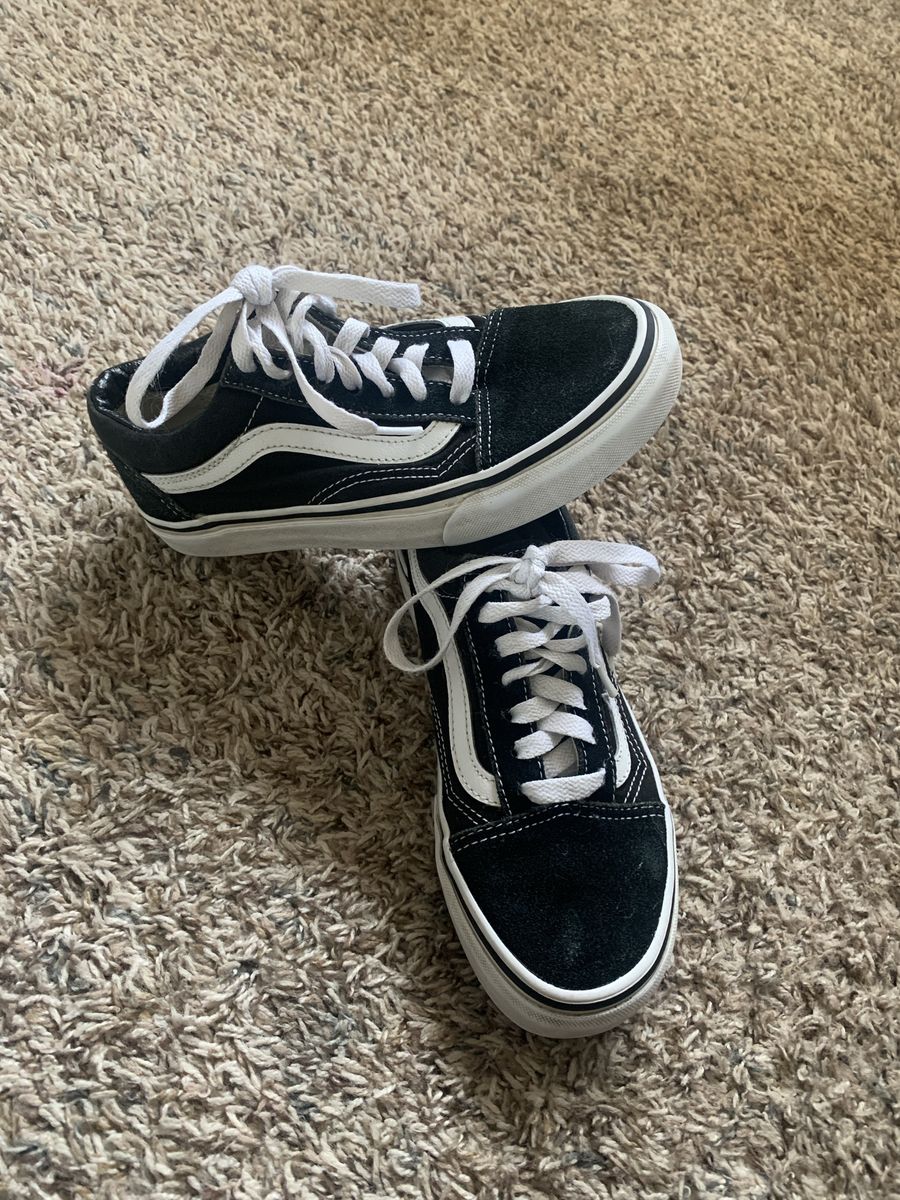 Vans Old Skool Black Canvas & Suede Sneakers - Men's US 3.5 / Women's US 5